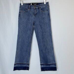 Karl Lagerfeld Paris Jeans Womens 6 Blue Fray Layered Preppy Crop Selvedge Fray